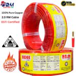 BSTI Approved House Wiring Copper Wire 2.0 RM Fireproof Coil red and black